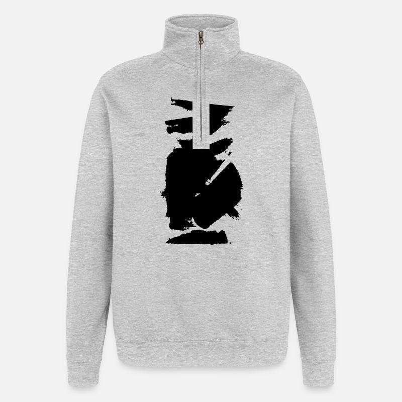 Farbwischer Klecks - Quarter-Zip-Sweatshirt - Grau meliert