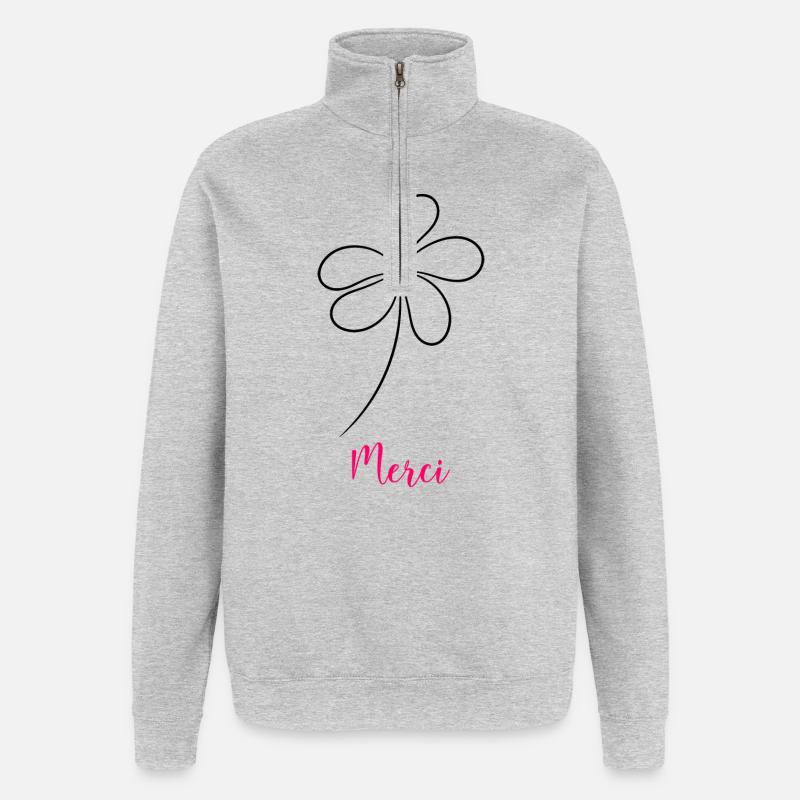 MAÎTRESSE. MAITRE. MERCI. MERCI MAÎTRESSE - Sweat à zip 1/4 - gris chiné