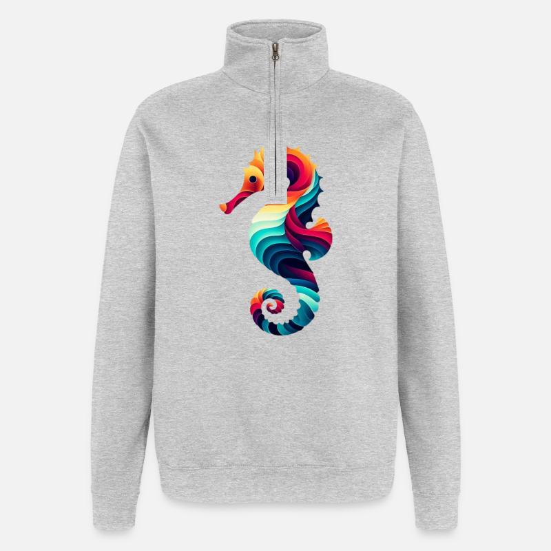Hippocampe - Sweat à zip 1/4 - gris chiné