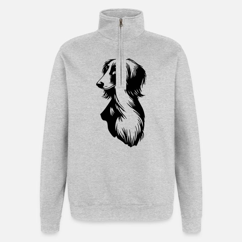 Saluki Kopf - Quarter-Zip-Sweatshirt - Grau meliert