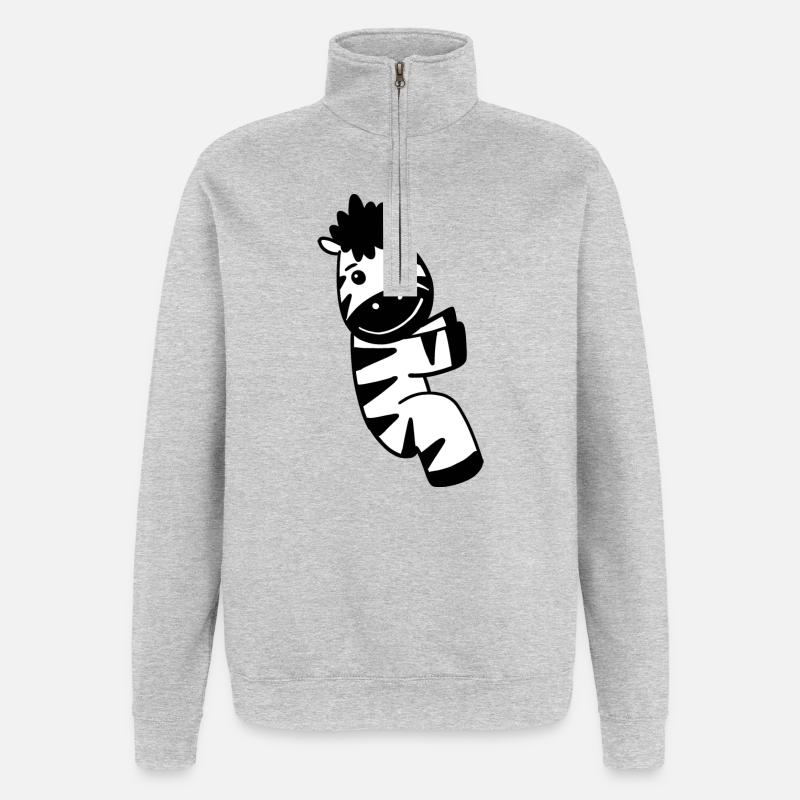 Zebra Tier - Quarter-Zip-Sweatshirt - Grau meliert