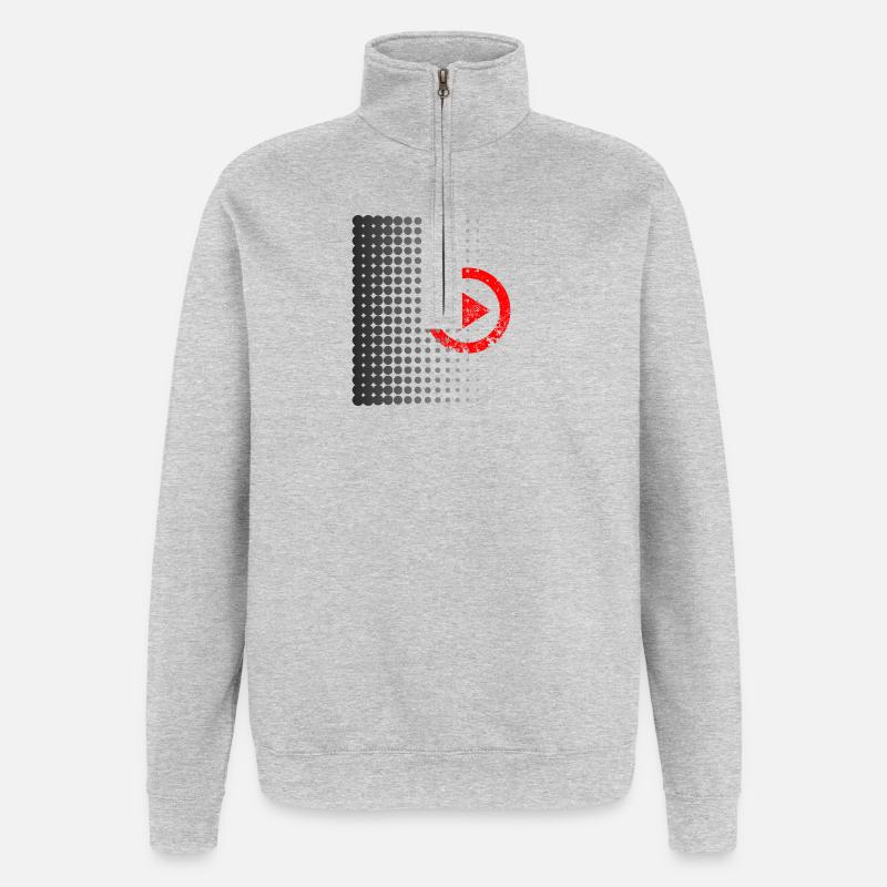 Halftone Play Button Retro - Quarter-Zip-Sweatshirt - Grau meliert
