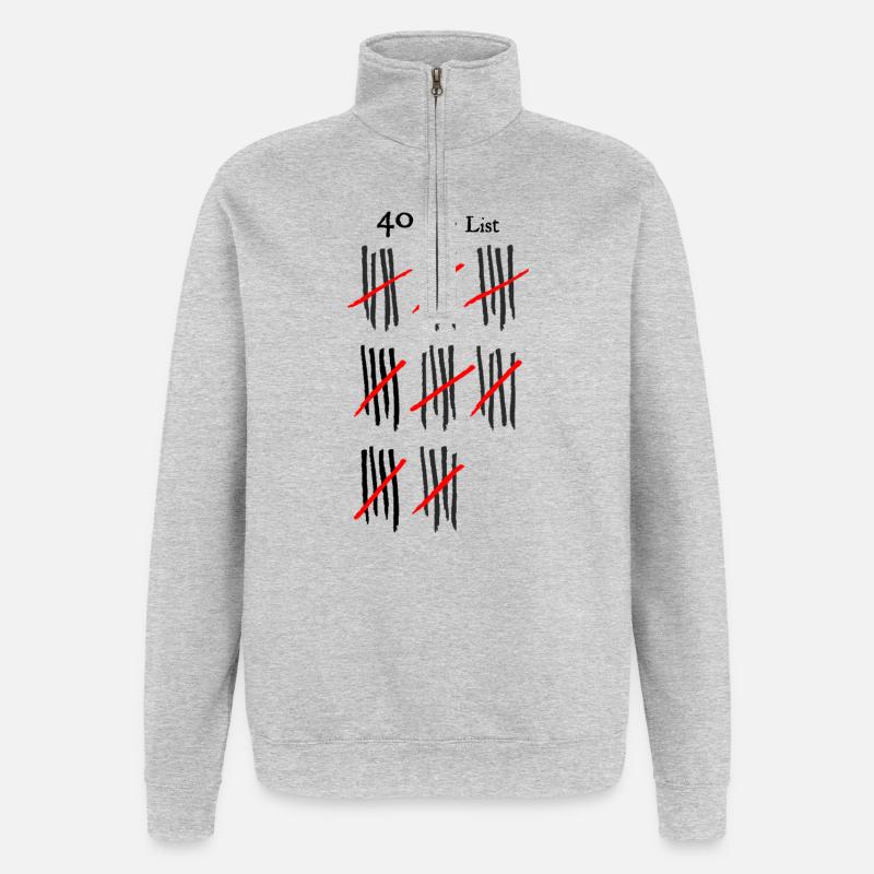 Motif abstrait hachuré et rayé - Sweat à zip 1/4 - gris chiné
