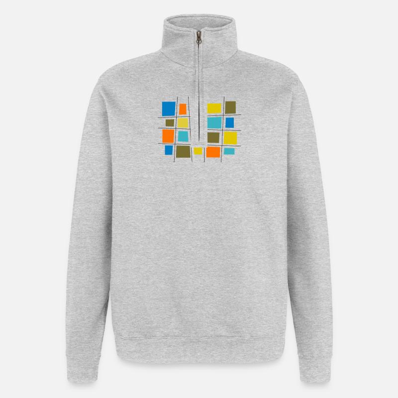Farbiges Patchwork von Cean - Quarter-Zip-Sweatshirt - Grau meliert