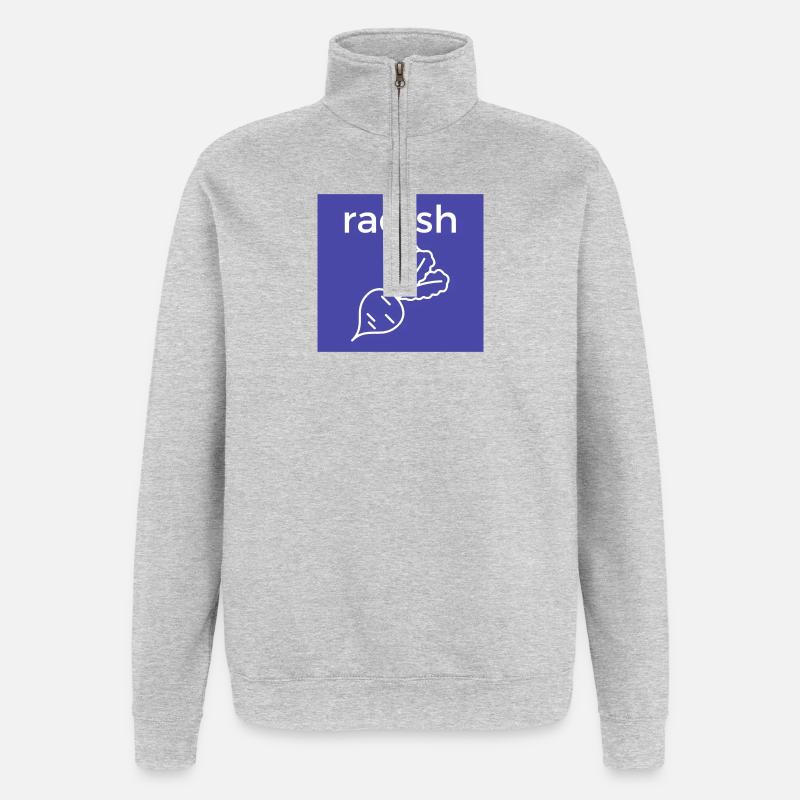 Radieschen Linienstil auf Blau - Quarter-Zip-Sweatshirt - Grau meliert
