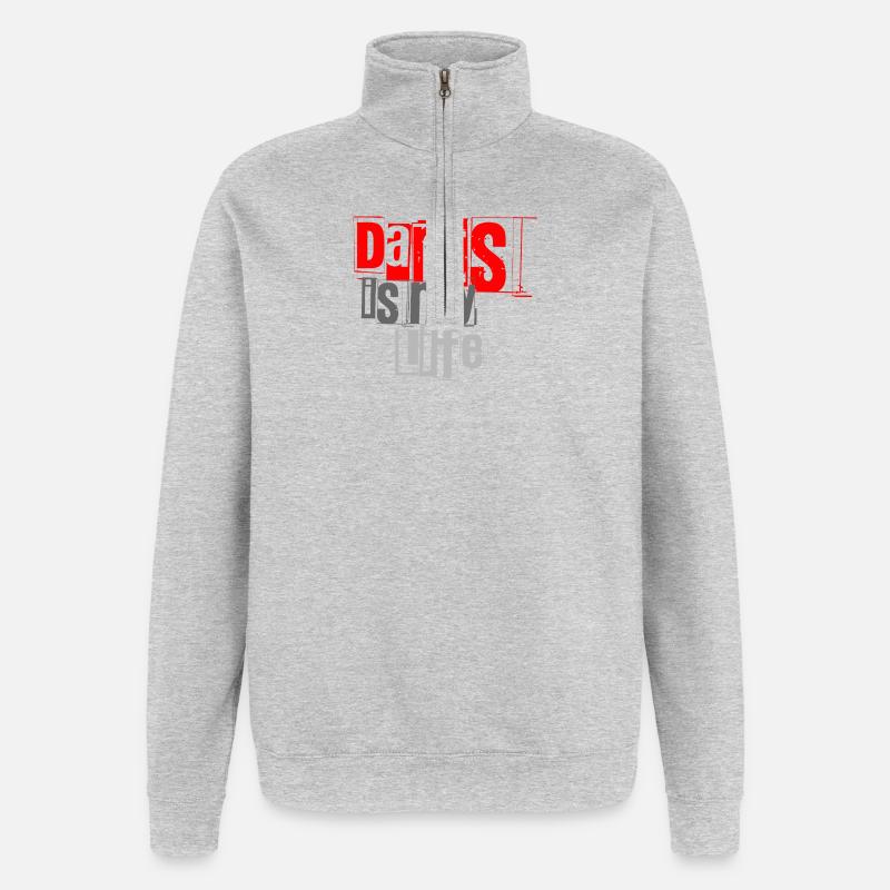 Dart, Darts c’est ma vie 1 - Sweat à zip 1/4 - gris chiné