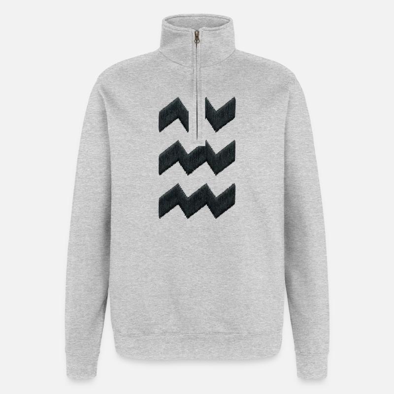 Broderie Eindhoven Vibes en noir (imprimé) - Sweat à zip 1/4 - gris chiné