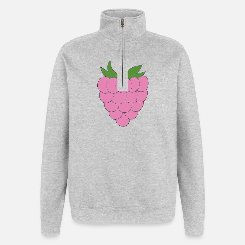 Pink Raspberry Illustration - Quarter-Zip Sweatshirt - heather grey