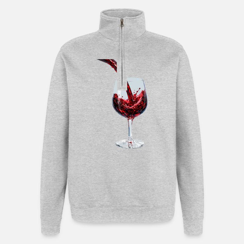 Red Wine Stream im Glas - Quarter-Zip-Sweatshirt - Grau meliert