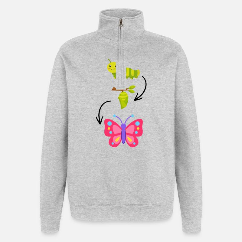Walking Butterfly Magic - Quarter-Zip Sweatshirt - heather grey