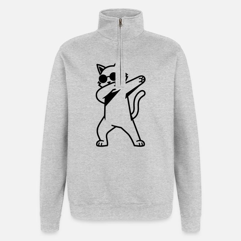 cat dab - Quarter-Zip Sweatshirt - heather grey