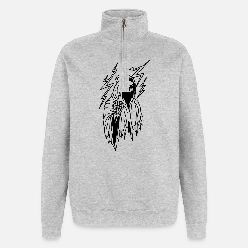 middle finger - Quarter-Zip Sweatshirt - heather grey