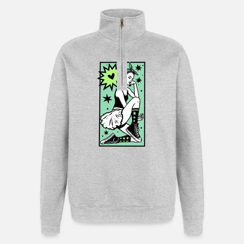 Danseuse #1 - Sweat à zip 1/4 - gris chiné
