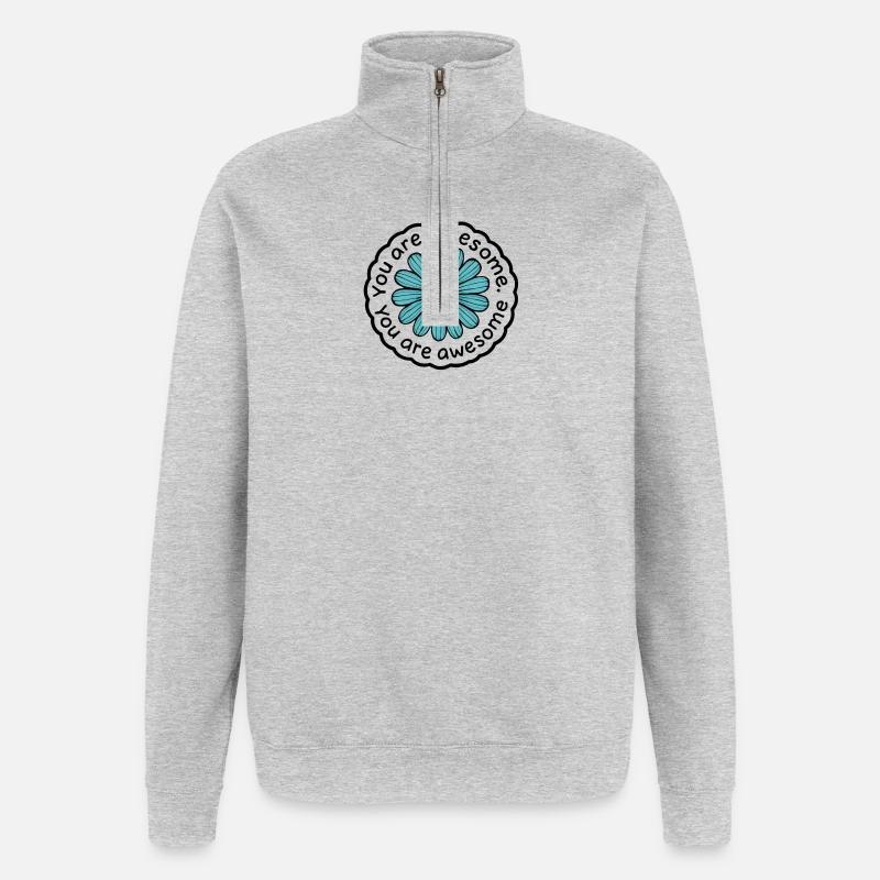 Tu es géniale - Sweat à zip 1/4 - gris chiné