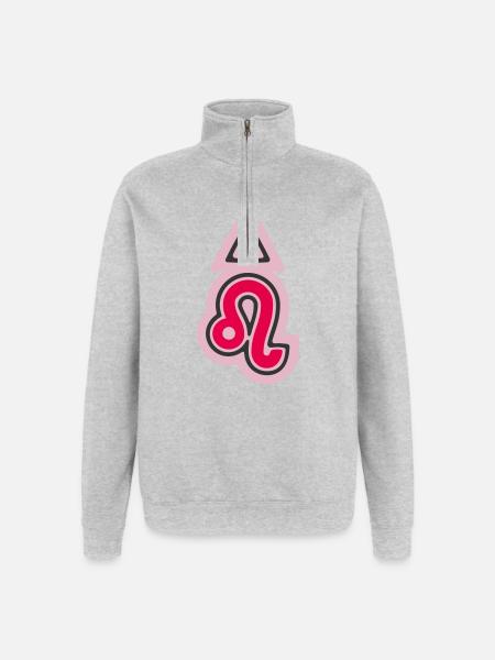 Zodiac Tribal Leo and Fire - Quarter-Zip Sweatshirt - heather grey