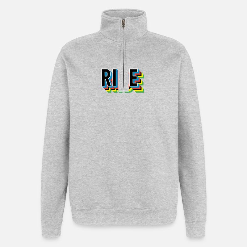 CHEVAUCHER - Sweat à zip 1/4 - gris chiné