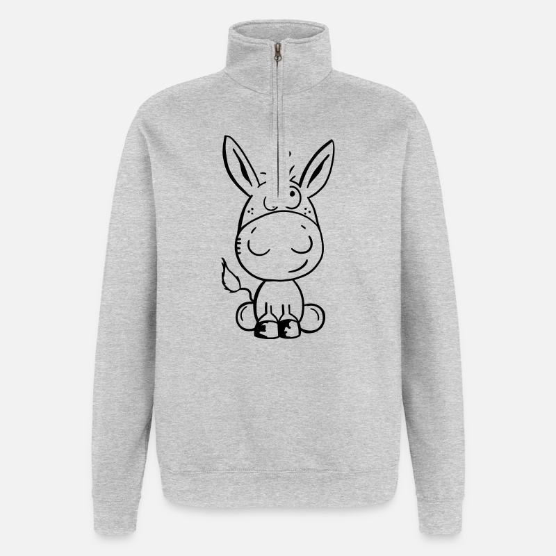 Eselchen Comic Tier - Tiere - Esel - Quarter-Zip Sweatshirt - heather grey