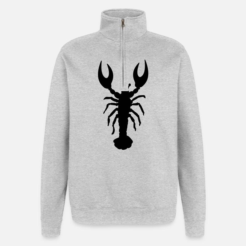 Krab Crabe Crab Cangrejo Krabbe - Sweat à zip 1/4 - gris chiné