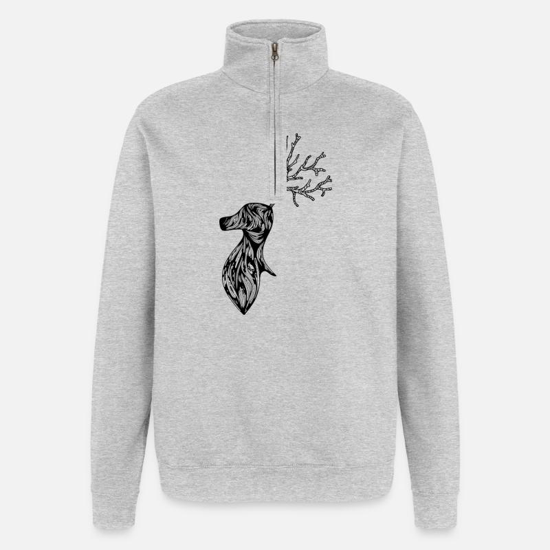 Hirsch - Quarter-Zip-Sweatshirt - Grau meliert