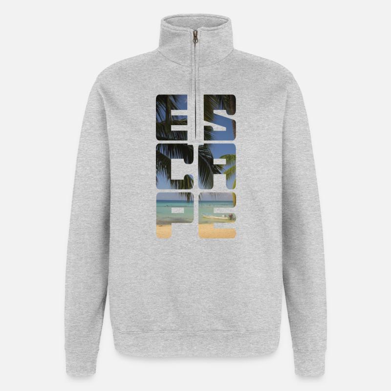 Plage d’évasion - Sweat à zip 1/4 - gris chiné