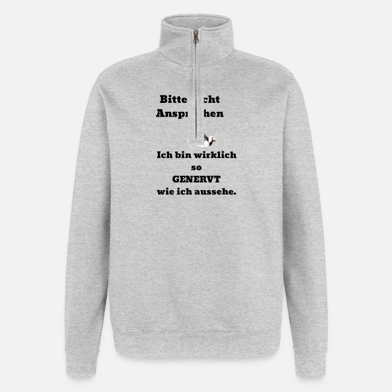Dire chat agacé - Sweat à zip 1/4 - gris chiné