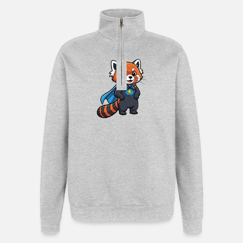 Conception de chaton de super-héros - Sweat à zip 1/4 - gris chiné