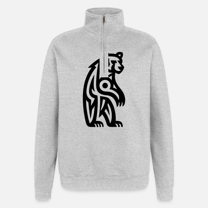 Just a Black Bear #3 - Sweat à zip 1/4 - gris chiné