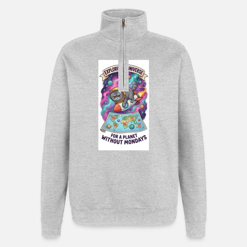 Katzensprung durchs Universum - Quarter-Zip-Sweatshirt - Grau meliert