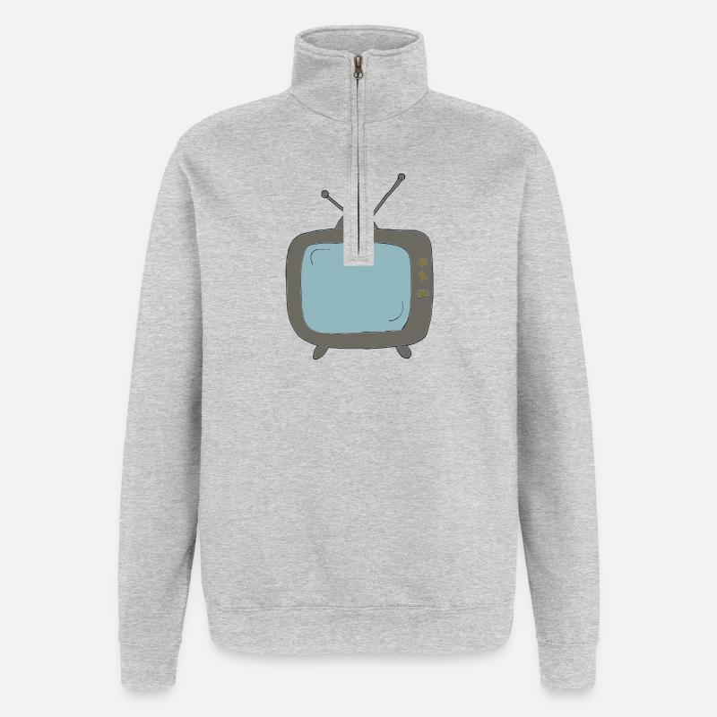 fernseher comicstyle - Quarter-Zip-Sweatshirt - Grau meliert
