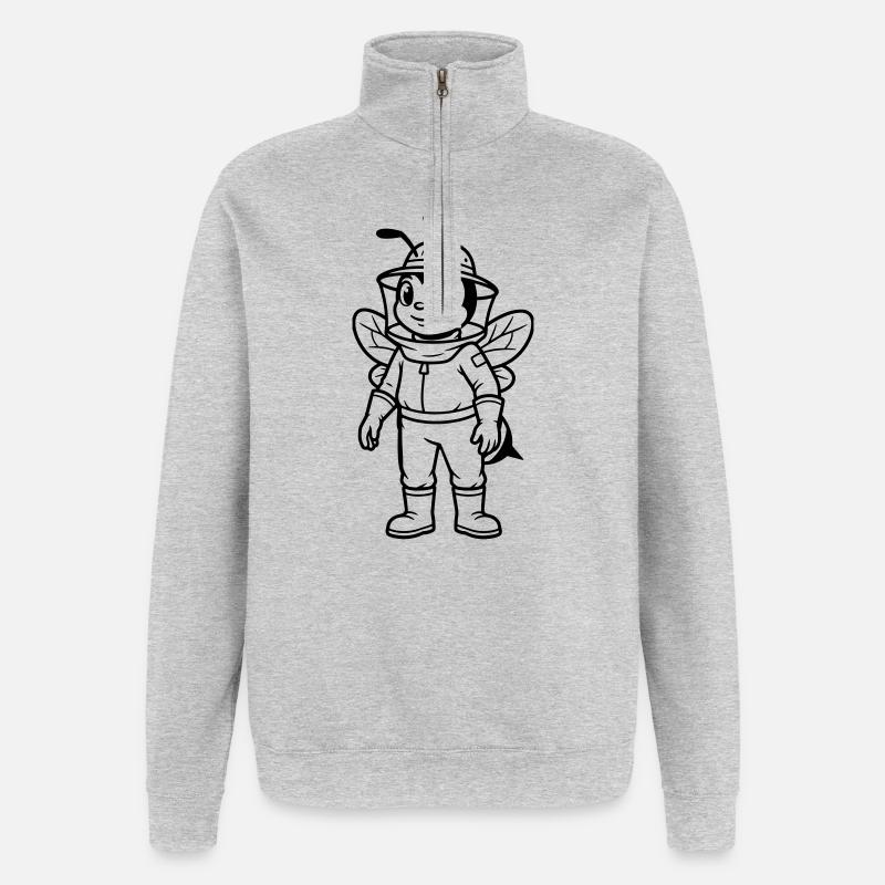 Apiculteur - Sweat à zip 1/4 - gris chiné