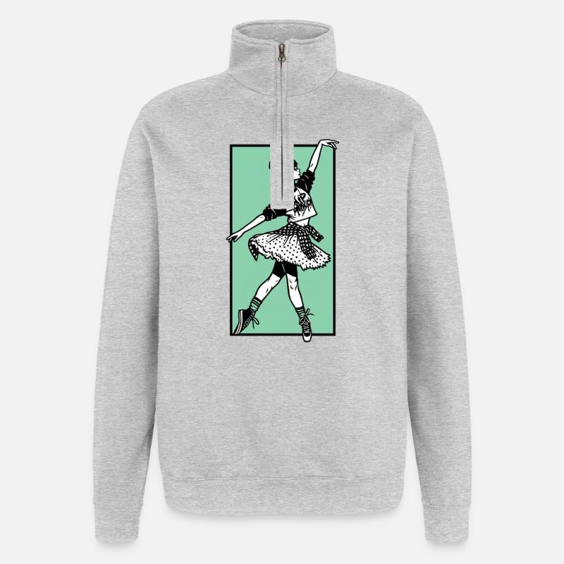 Danseuse #2 - Sweat à zip 1/4 - gris chiné