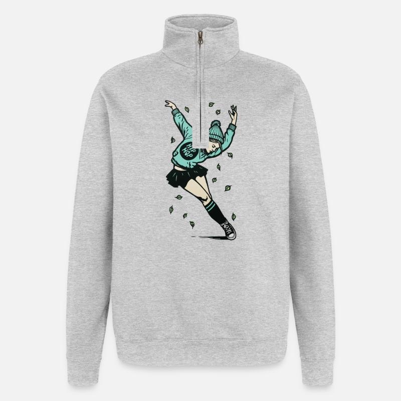 Danseuse #3 - Sweat à zip 1/4 - gris chiné