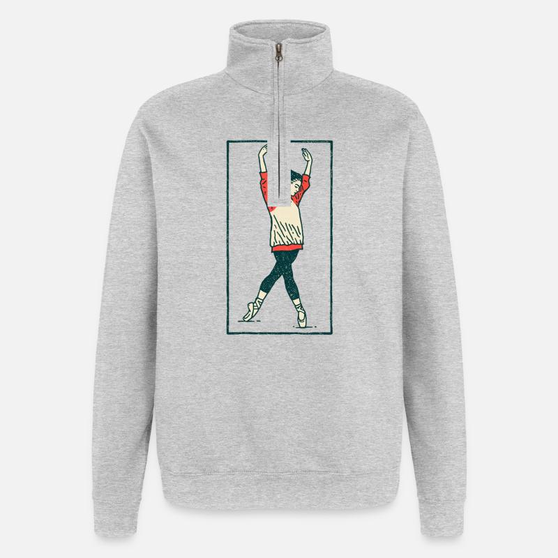 Danseuse #18 - Sweat à zip 1/4 - gris chiné