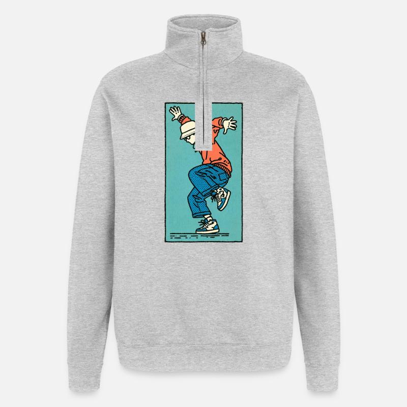 Danseur masculin #3 - Sweat à zip 1/4 - gris chiné