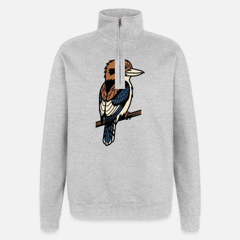 Kookaburra-Vogel - Quarter-Zip-Sweatshirt - Grau meliert