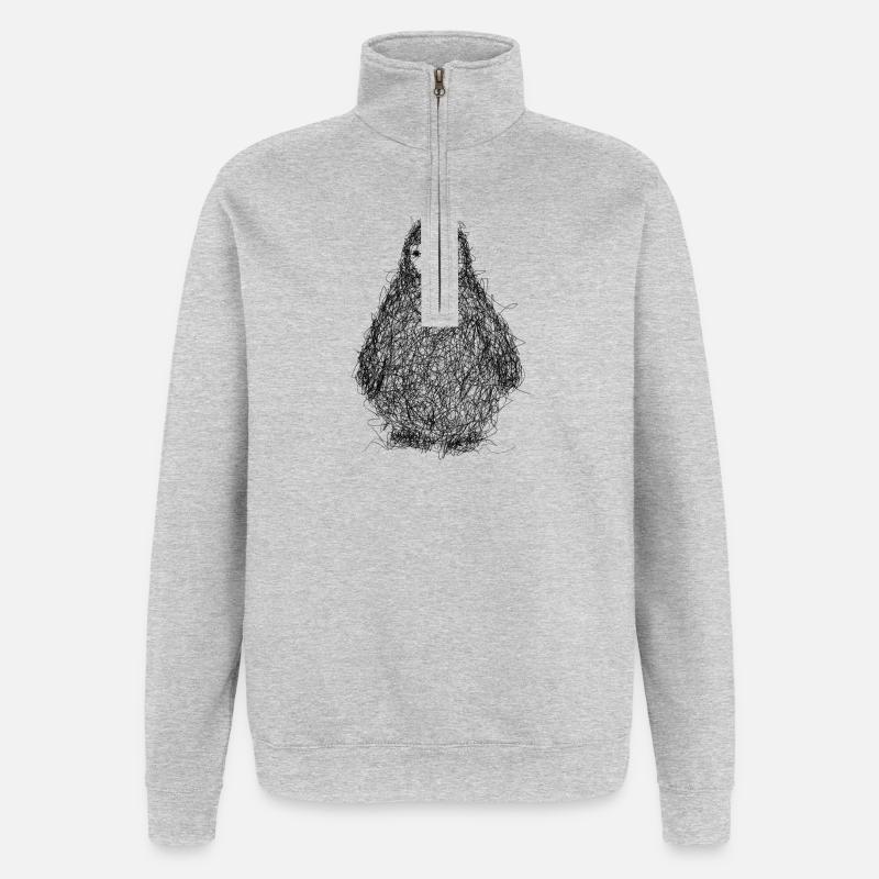 Scribbling penguin - Quarter-Zip Sweatshirt - heather grey