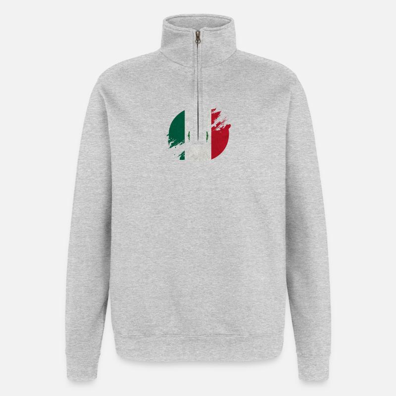 Mexique cercle / cadeau de drapeau - Sweat à zip 1/4 - gris chiné