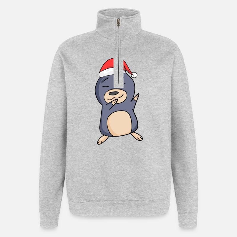 Maulwurf Weihnachten - Quarter-Zip-Sweatshirt - Grau meliert