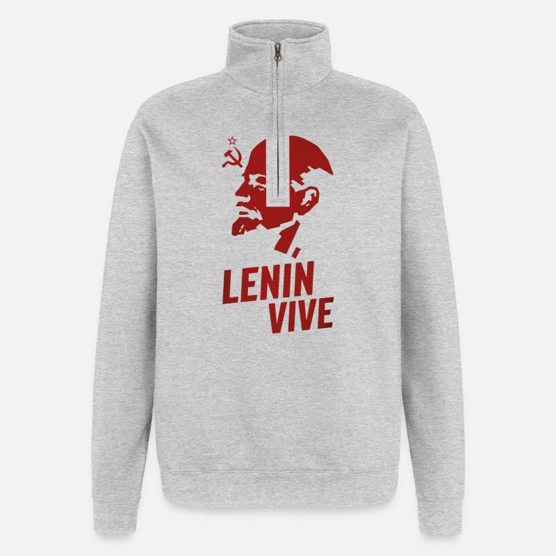 Lenin lebt - Quarter-Zip-Sweatshirt - Grau meliert