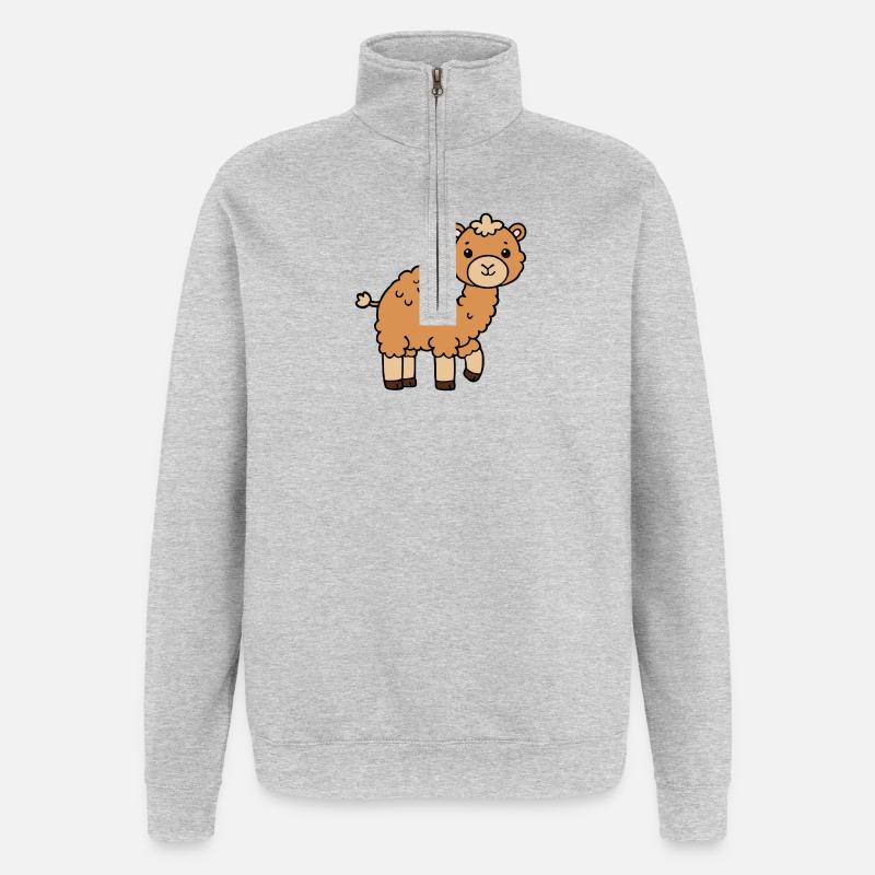 Kamel Dromedar - Quarter-Zip-Sweatshirt - Grau meliert