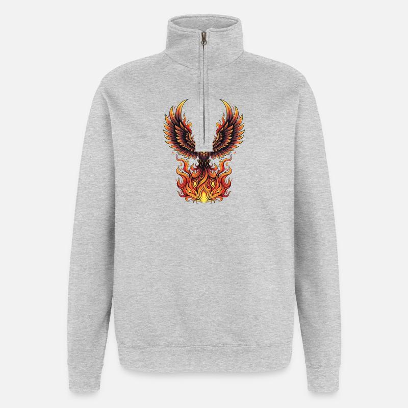Feuervogel - Quarter-Zip-Sweatshirt - Grau meliert