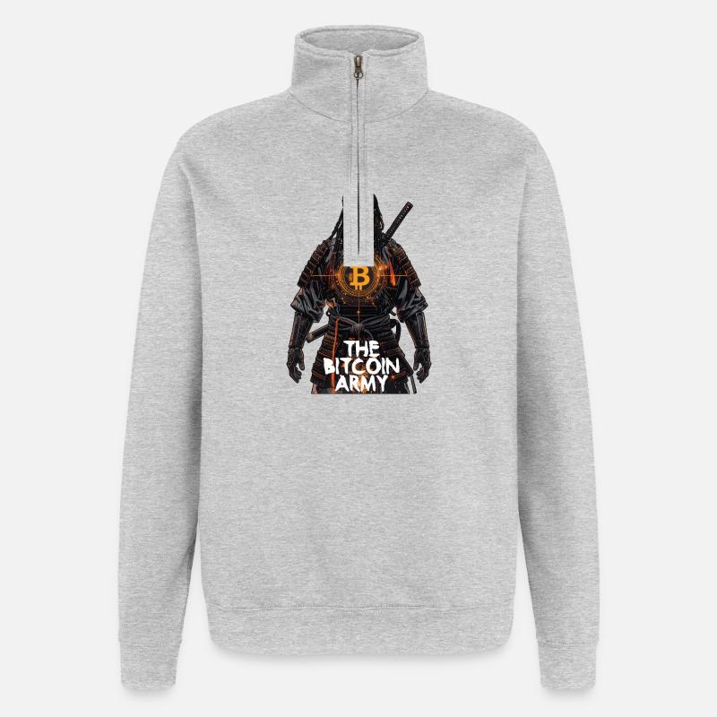 Bitcoin Bazooka - L’Armée Bitcoin - Samurai 01 - Sweat à zip 1/4 - gris chiné