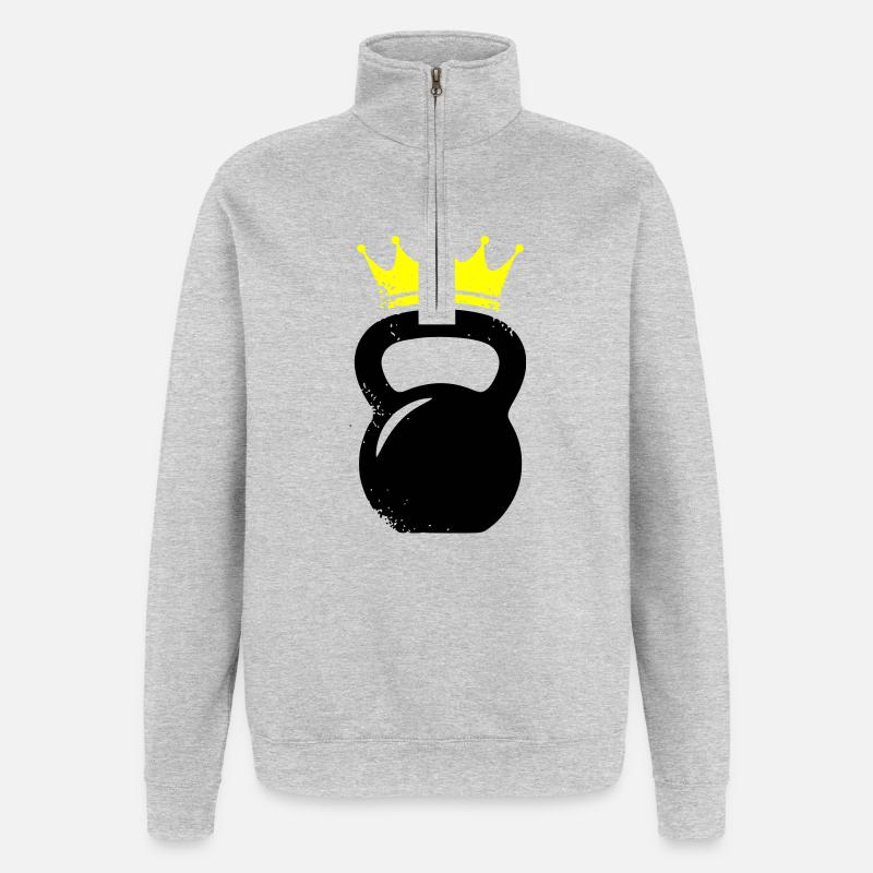 Kugelhantel Krone Gym Logo - Quarter-Zip-Sweatshirt - Grau meliert