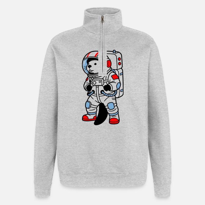 Beaver en combinaison spatiale - Sweat à zip 1/4 - gris chiné