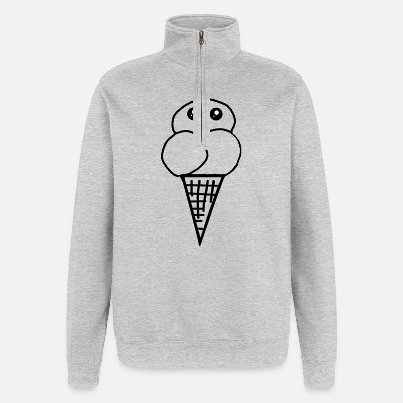Eis Eiswaffel Eistüte Eiscreme Eiskrem - Quarter-Zip Sweatshirt - heather grey