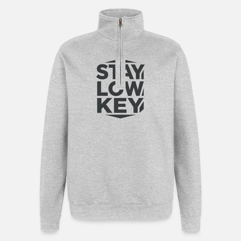 Stay Low Key – ruhige Wohnästhetik - Quarter-Zip-Sweatshirt - Grau meliert