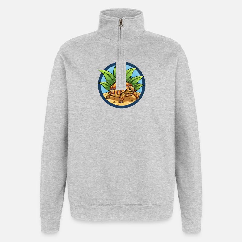 Tortue égyptienne - Sweat à zip 1/4 - gris chiné