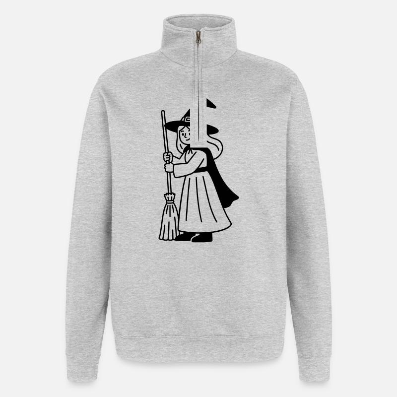 sorcière - Sweat à zip 1/4 - gris chiné