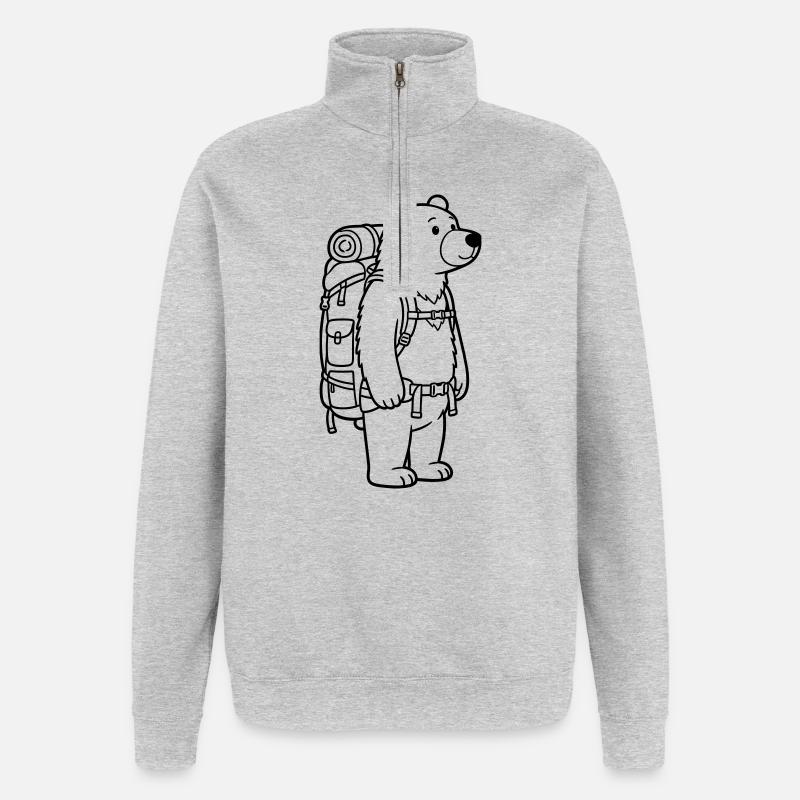 Wanderbär - Quarter-Zip-Sweatshirt - Grau meliert
