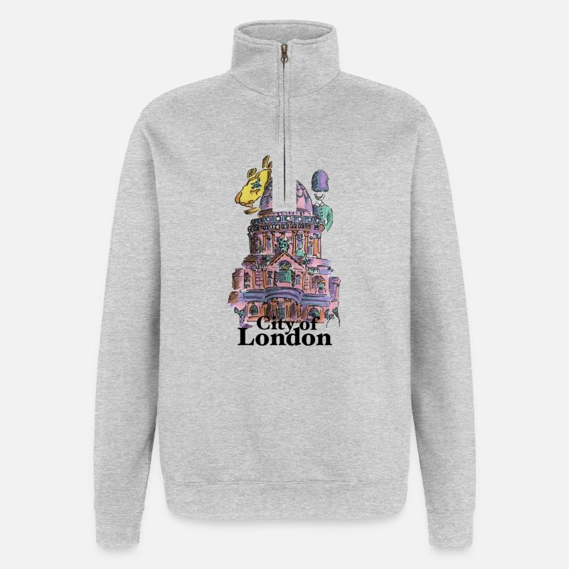 Sketch londonien : palette de monuments urbains - Sweat à zip 1/4 - gris chiné